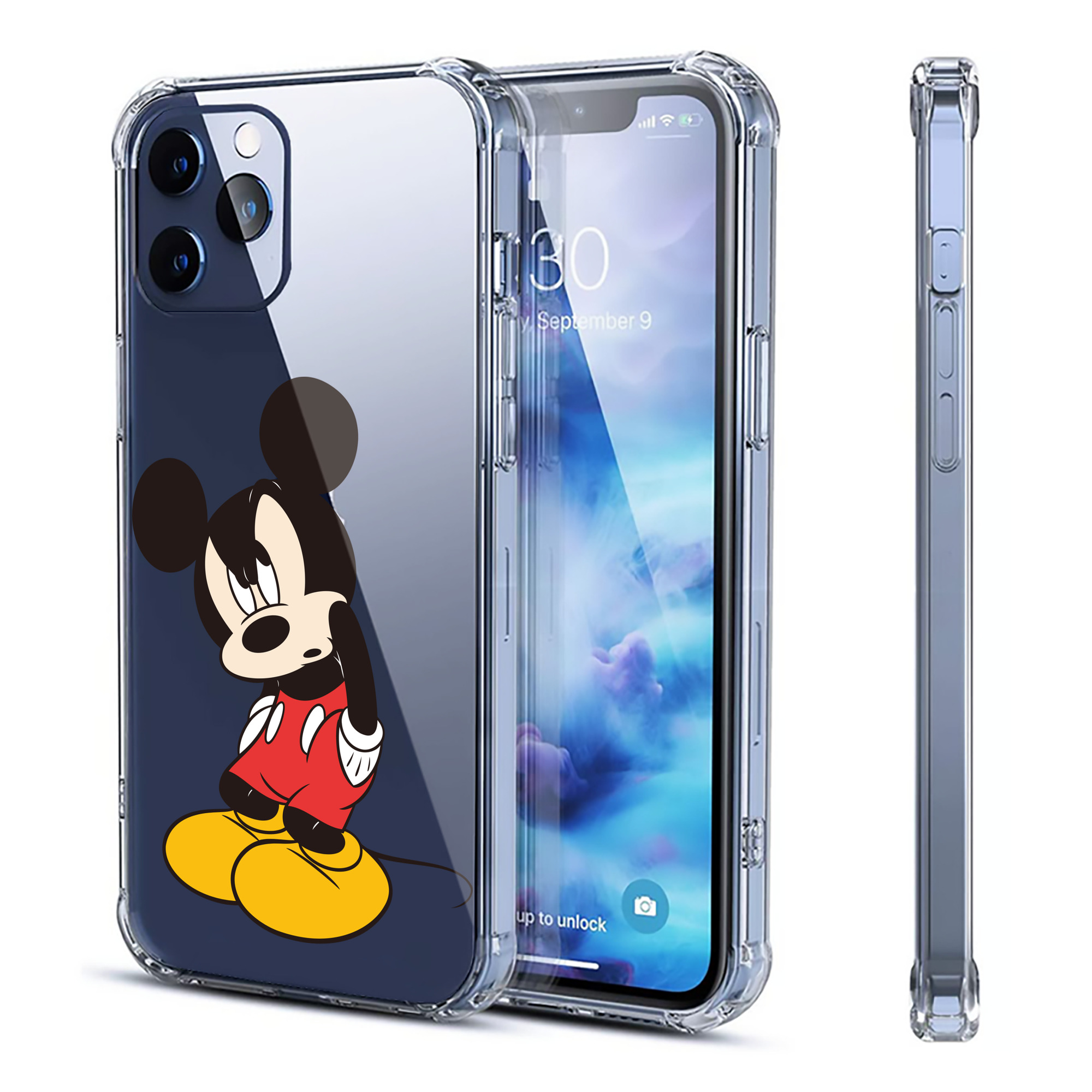 （画像用） ミッキーマウス Mickey Mouse 【iPhone 12シリーズ対応】透明スマホケース（クリアソフトケース）